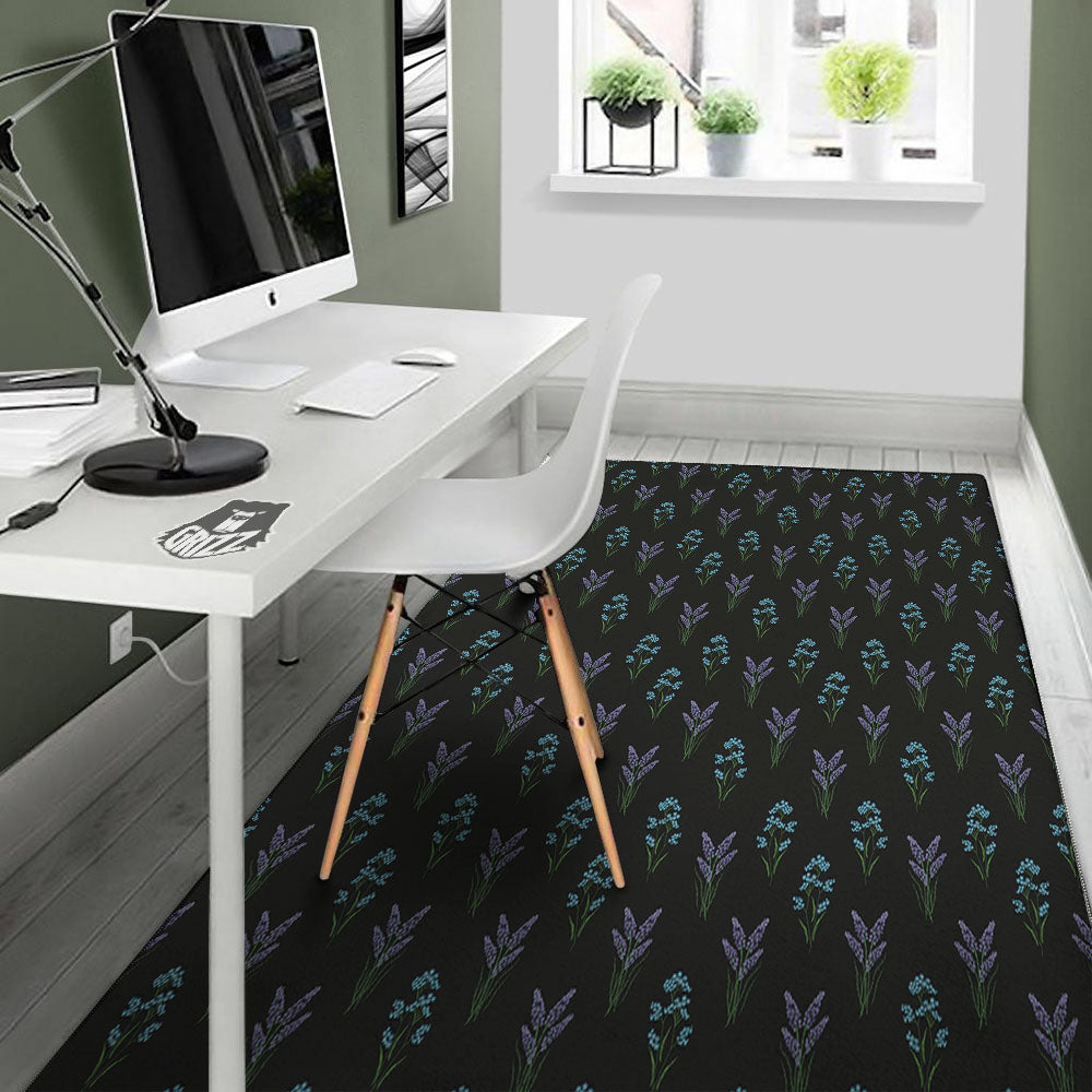Lavender Embroidery Print Pattern Floor Mat-grizzshop