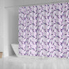 Lavender Floral Pattern Print Bathroom Shower Curtain-grizzshop