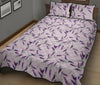 Lavender Floral Pattern Print Bed Set Quilt-grizzshop