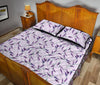 Lavender Floral Pattern Print Bed Set Quilt-grizzshop