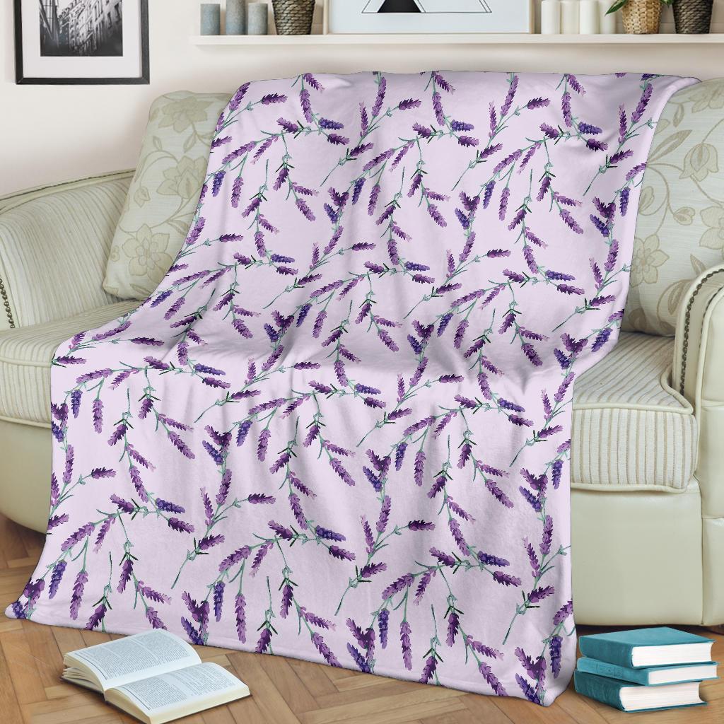 Lavender Floral Pattern Print Blanket-grizzshop