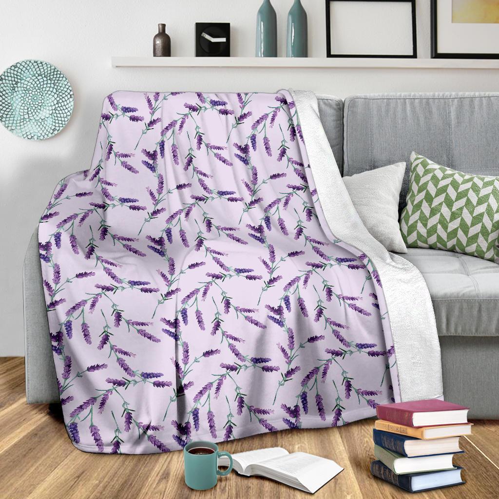 Lavender Floral Pattern Print Blanket-grizzshop