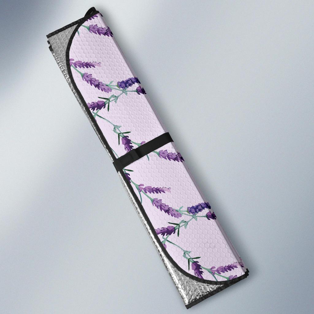 Lavender Floral Pattern Print Car Sun Shade-grizzshop