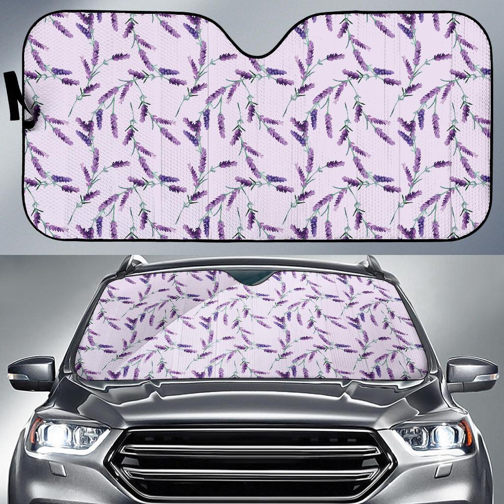 Lavender Floral Pattern Print Car Sun Shade-grizzshop