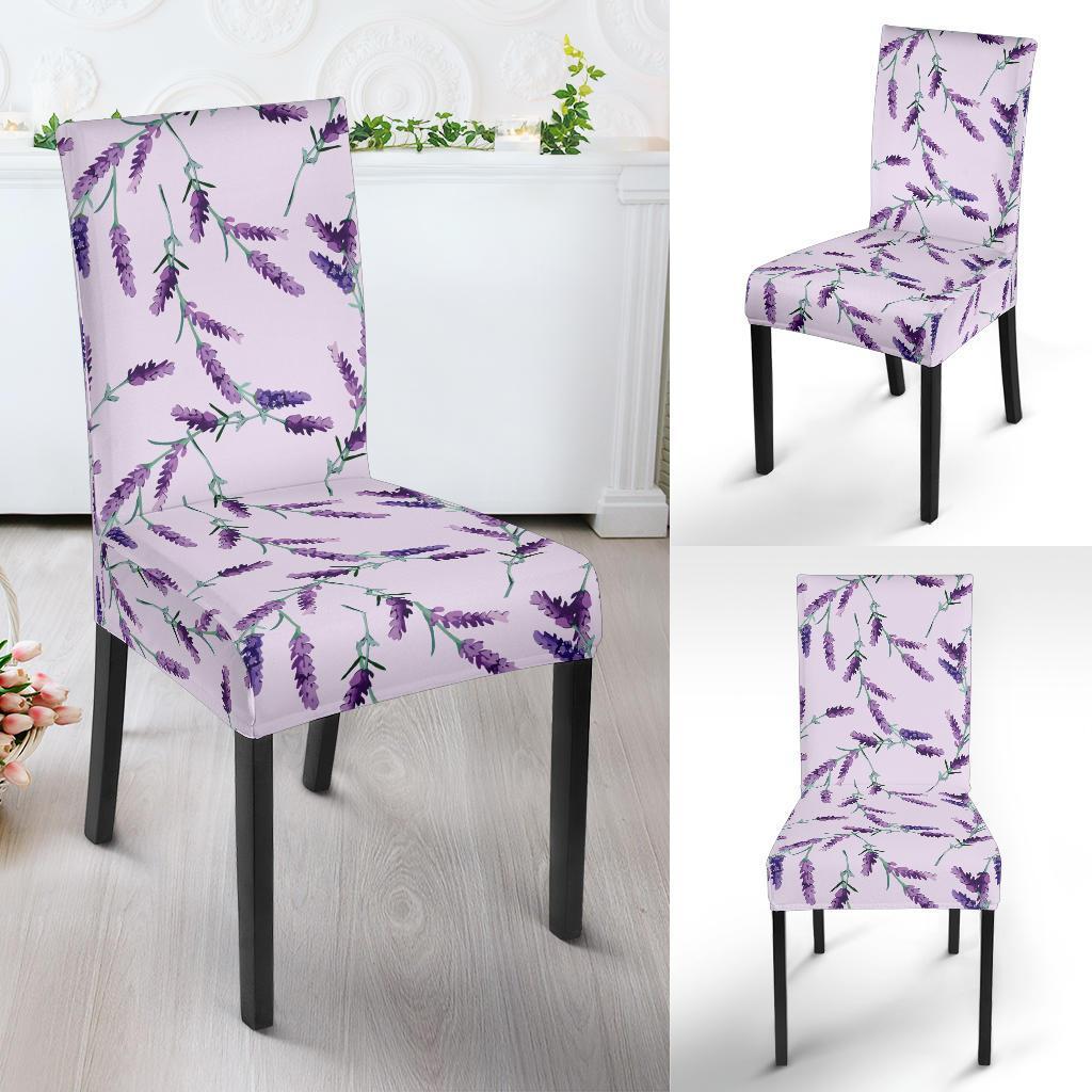 Lavender Floral Pattern Print Chair Cover-grizzshop