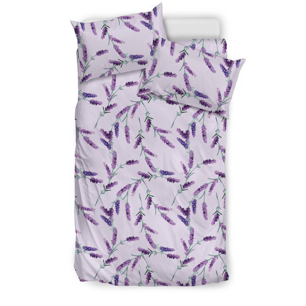 Lavender Floral Pattern Print Duvet Cover Bedding Set-grizzshop