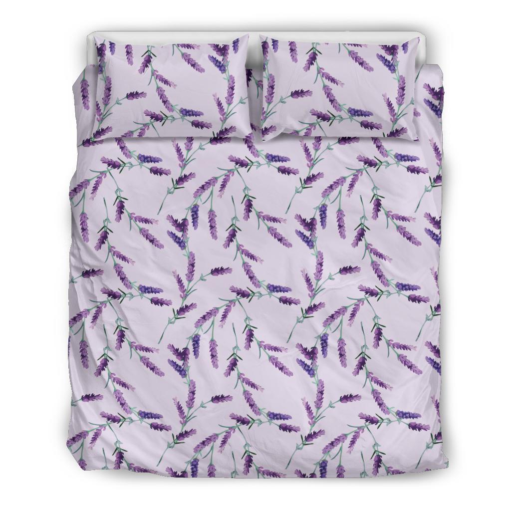 Lavender Floral Pattern Print Duvet Cover Bedding Set-grizzshop