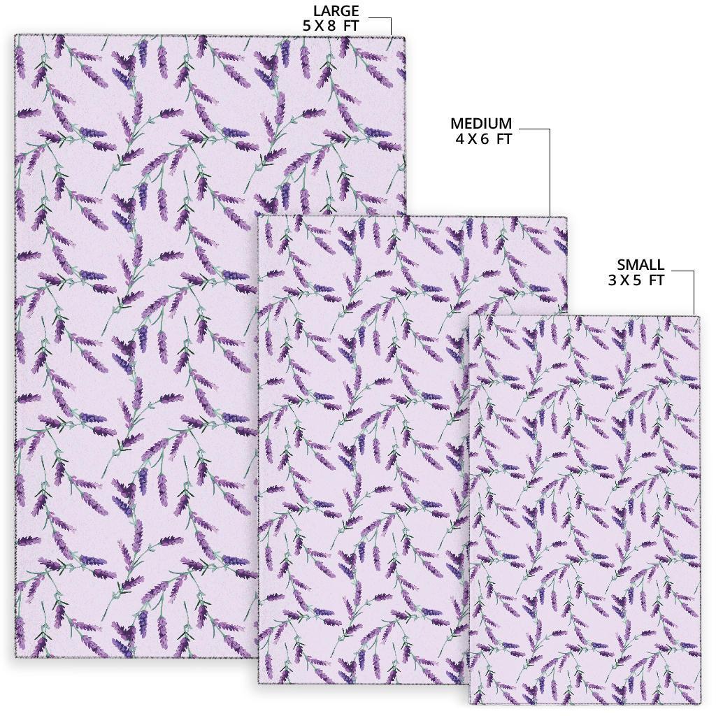 Lavender Floral Pattern Print Floor Mat-grizzshop