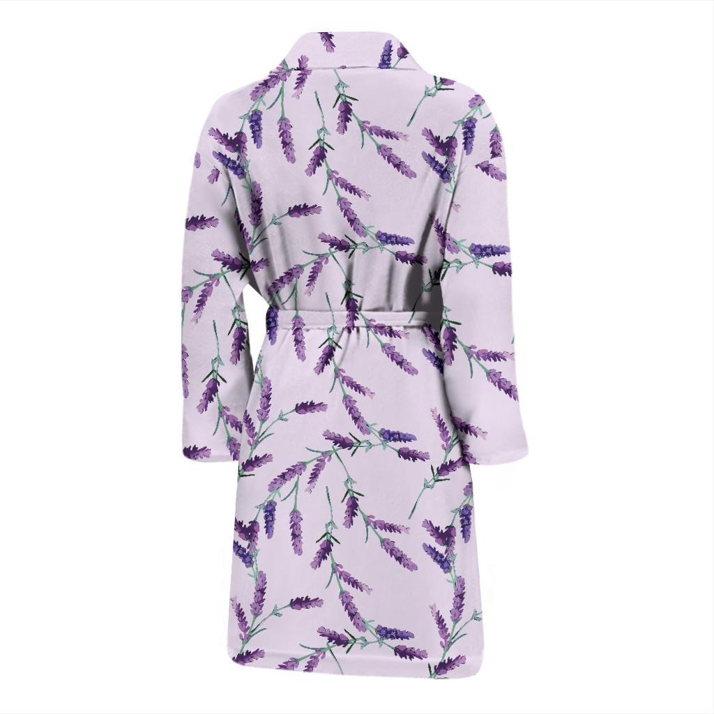 Lavender Floral Pattern Print Men Long Robe-grizzshop