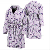 Lavender Floral Pattern Print Men Long Robe-grizzshop