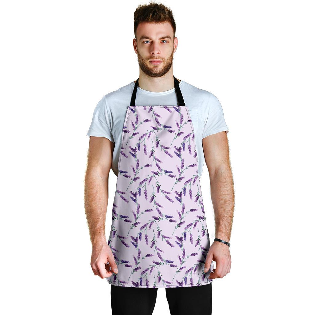 Lavender Floral Pattern Print Men's Apron-grizzshop