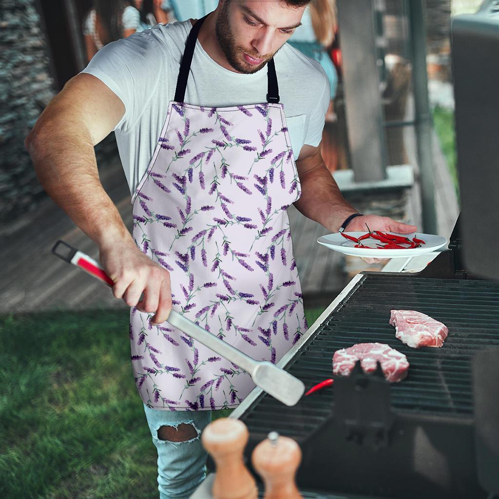 Lavender Floral Pattern Print Men's Apron-grizzshop