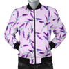 Lavender Floral Pattern Print Men's Bomber Jacket-grizzshop