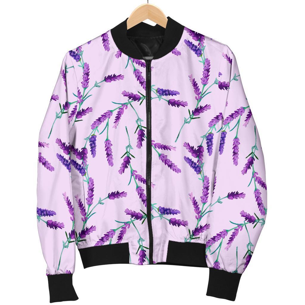 Lavender Floral Pattern Print Men's Bomber Jacket-grizzshop