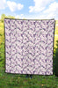 Lavender Floral Pattern Print Quilt-grizzshop