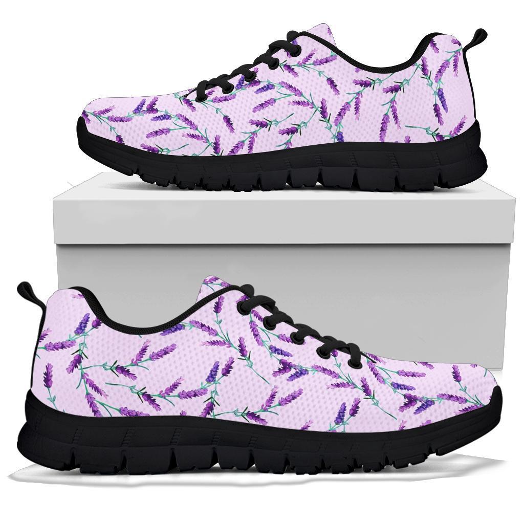 Lavender Floral Pattern Print Sneaker Shoes For Men Women-grizzshop