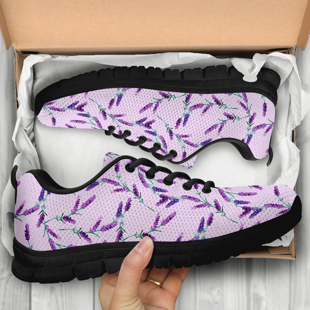 Lavender Floral Pattern Print Sneaker Shoes For Men Women-grizzshop