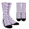 Lavender Floral Pattern Print Unisex Crew Socks-grizzshop