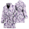 Lavender Floral Pattern Print Women Long Robe-grizzshop