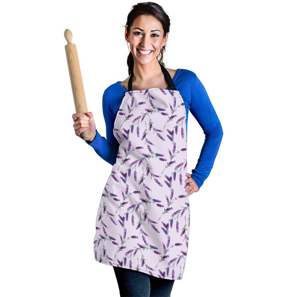 Lavender Floral Pattern Print Women's Apron-grizzshop