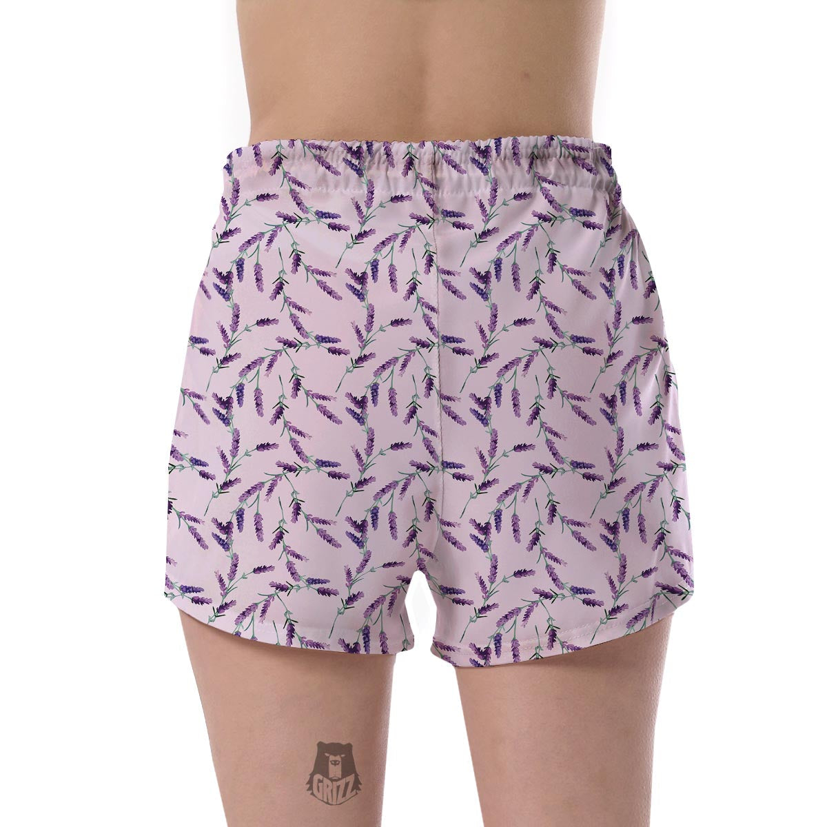 Lavender Floral Pattern Print Women's Shorts-grizzshop