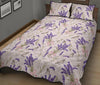 Lavender Floral Print Pattern Bed Set Quilt-grizzshop