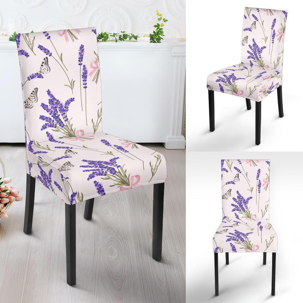 Lavender Floral Print Pattern Chair Cover-grizzshop