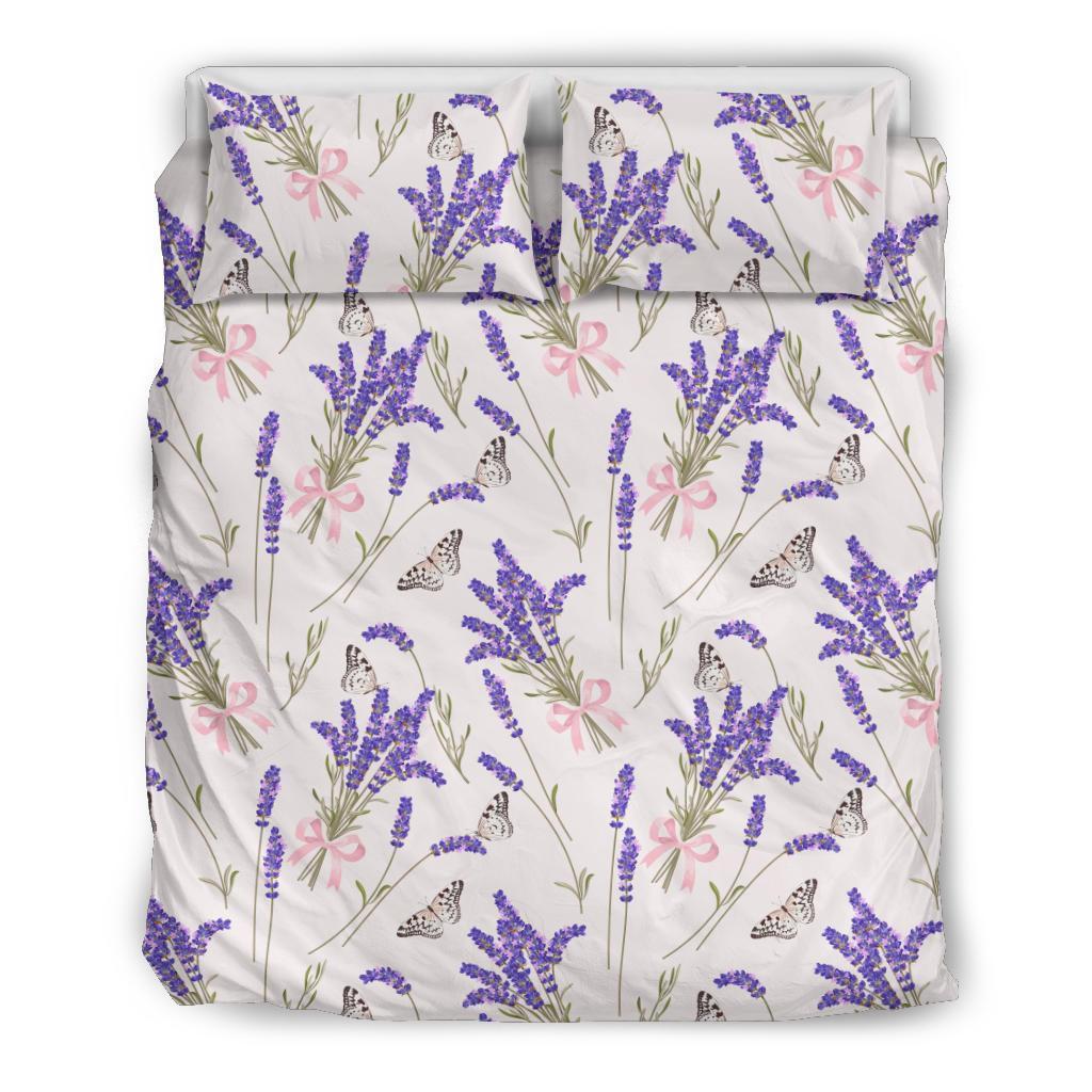 Lavender Floral Print Pattern Duvet Cover Bedding Set-grizzshop