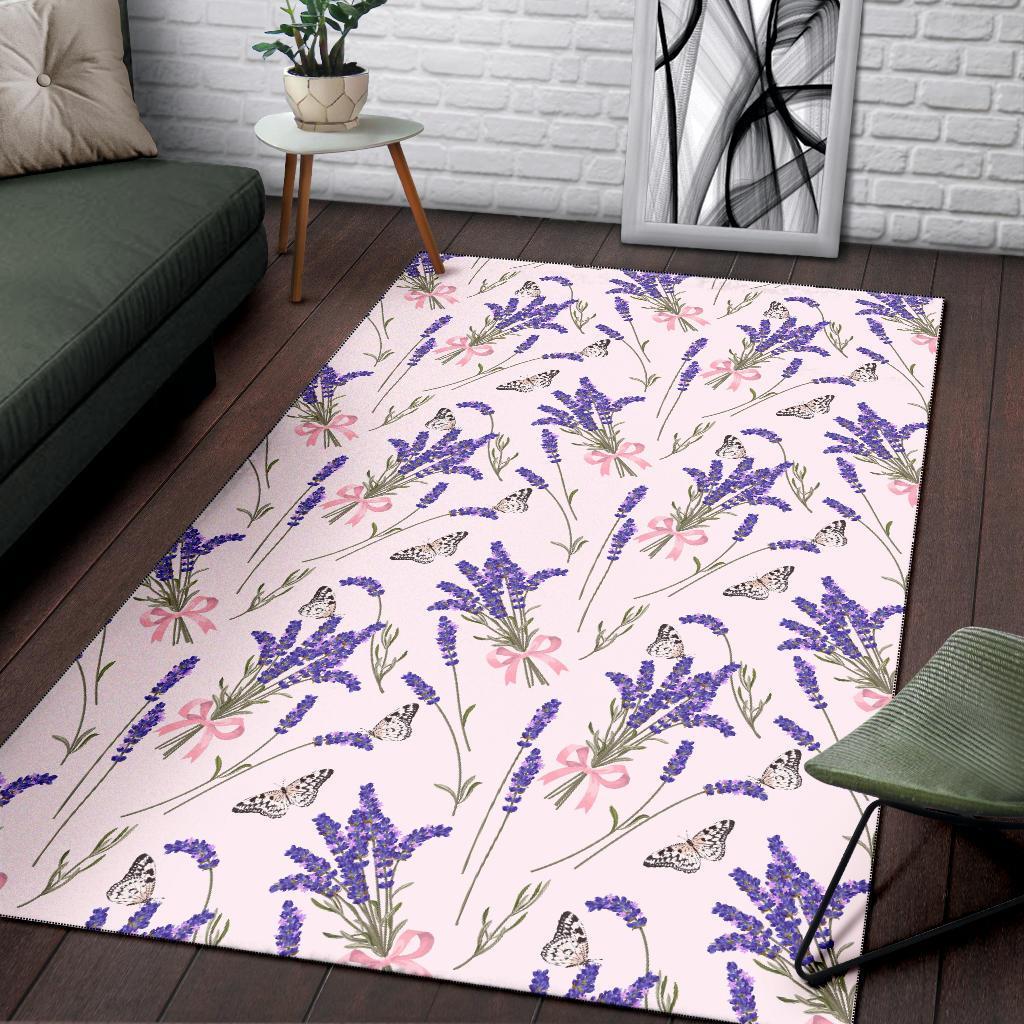 Lavender Floral Print Pattern Floor Mat-grizzshop