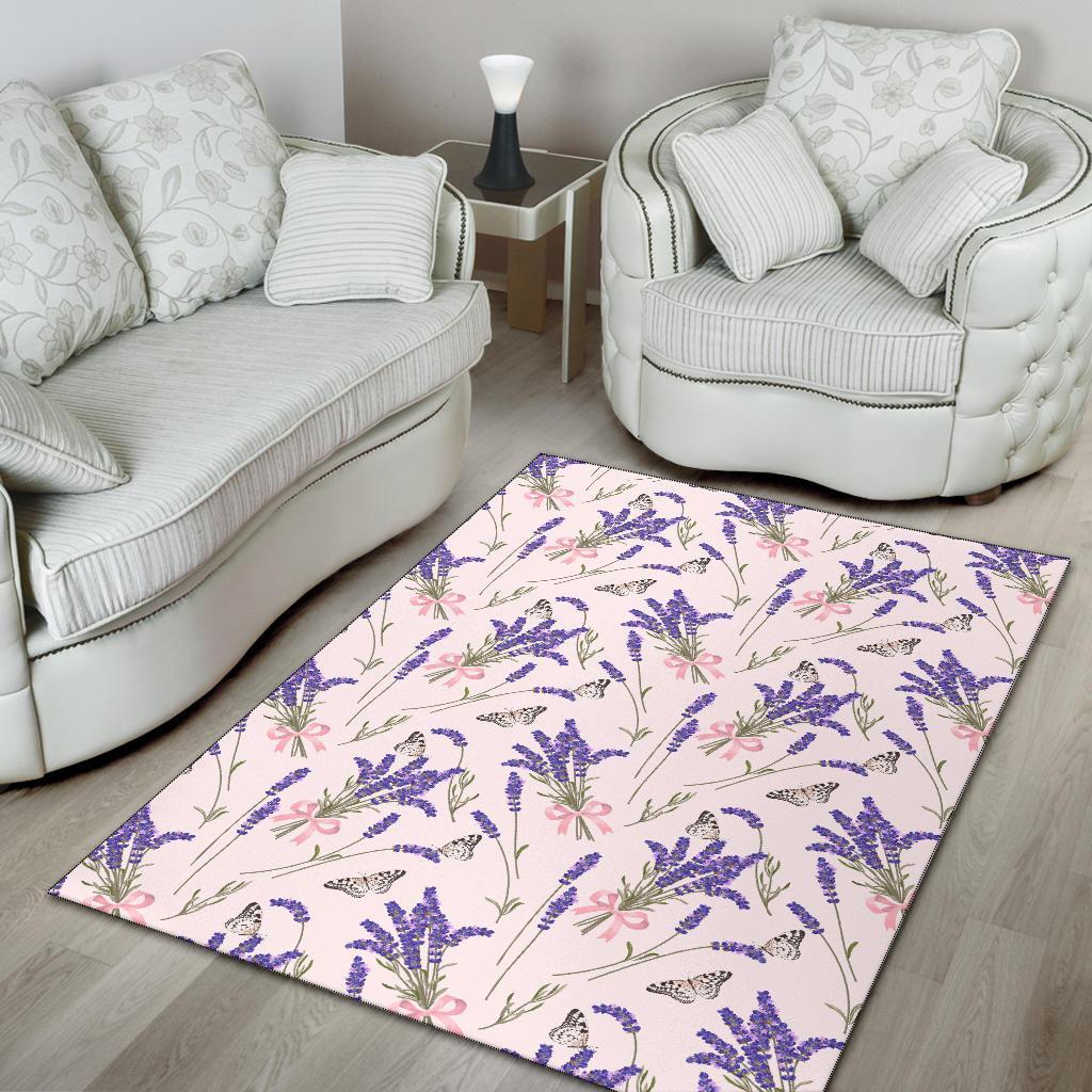 Lavender Floral Print Pattern Floor Mat-grizzshop