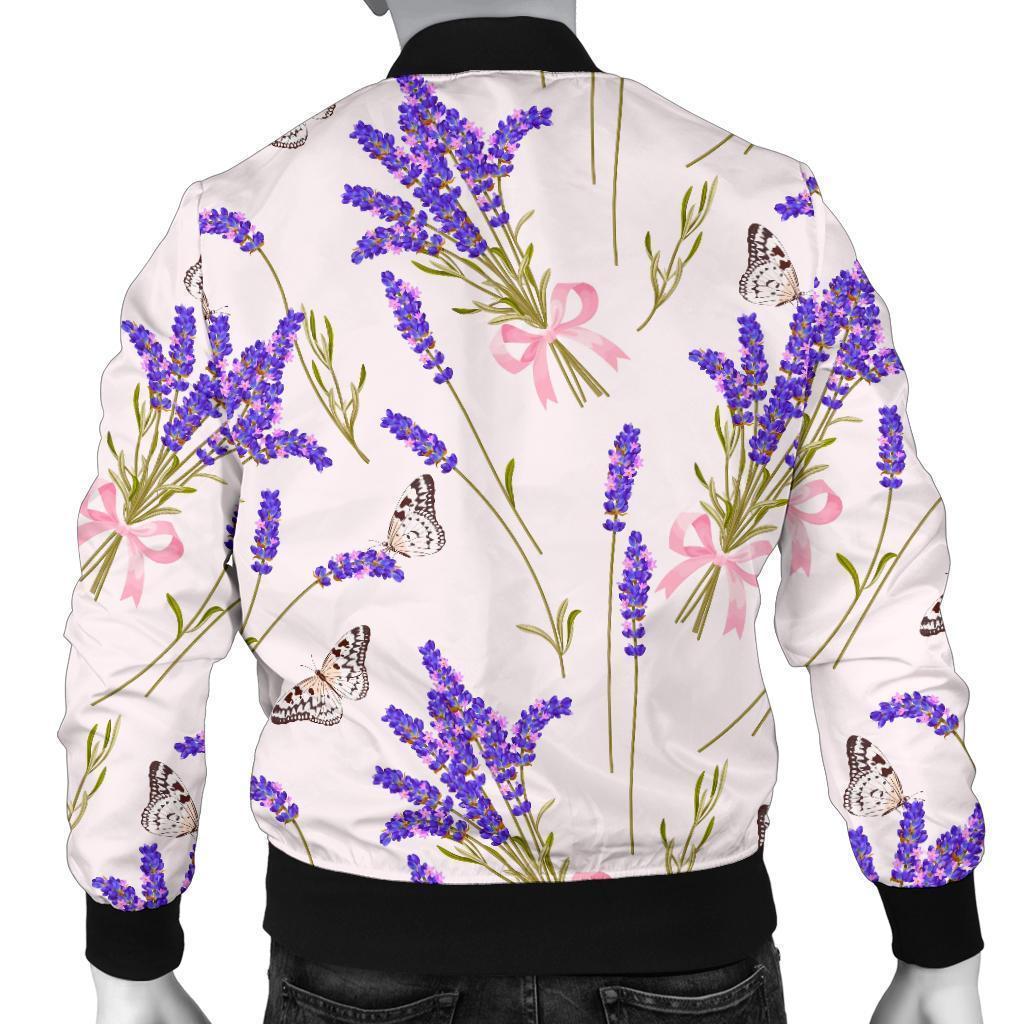 Lavender Floral Print Pattern Men's Bomber Jacket-grizzshop