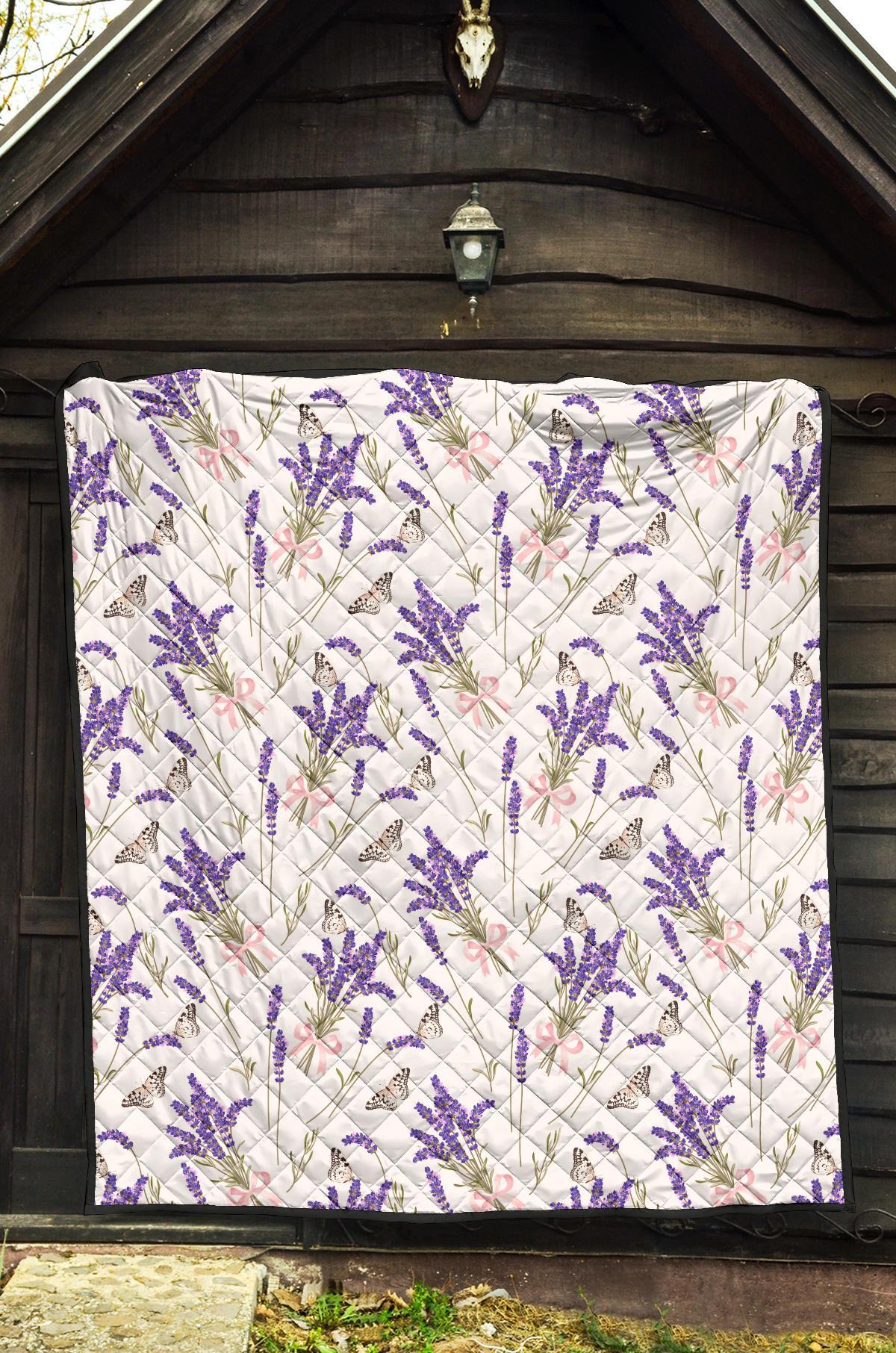 Lavender Floral Print Pattern Quilt-grizzshop