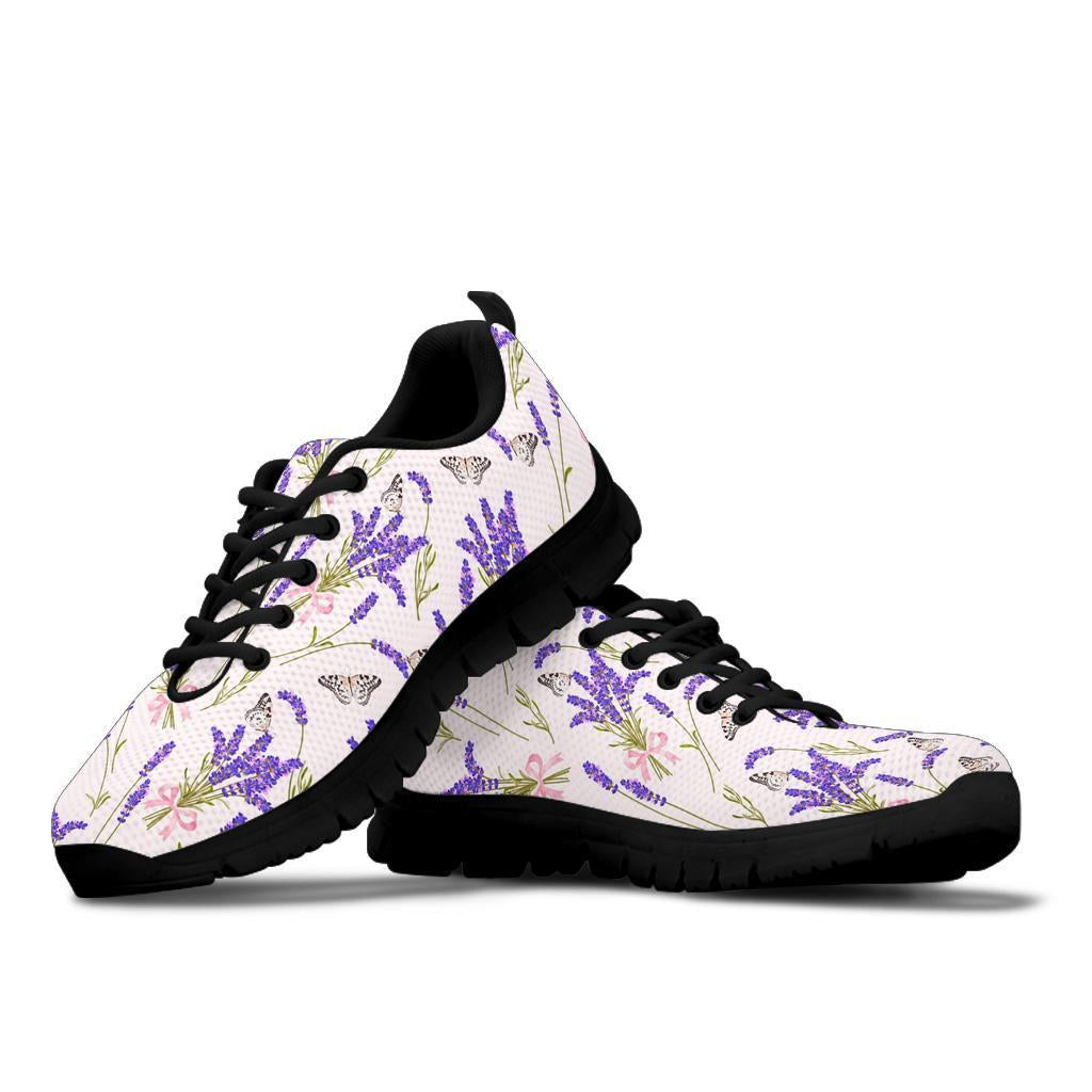 Lavender Floral Print Pattern Sneaker Shoes For Men Women-grizzshop