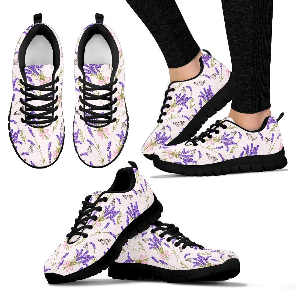 Lavender Floral Print Pattern Sneaker Shoes For Men Women-grizzshop