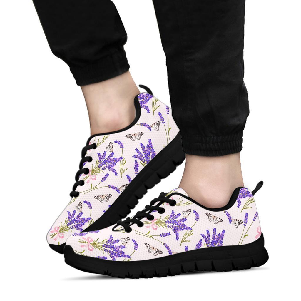 Lavender Floral Print Pattern Sneaker Shoes For Men Women-grizzshop