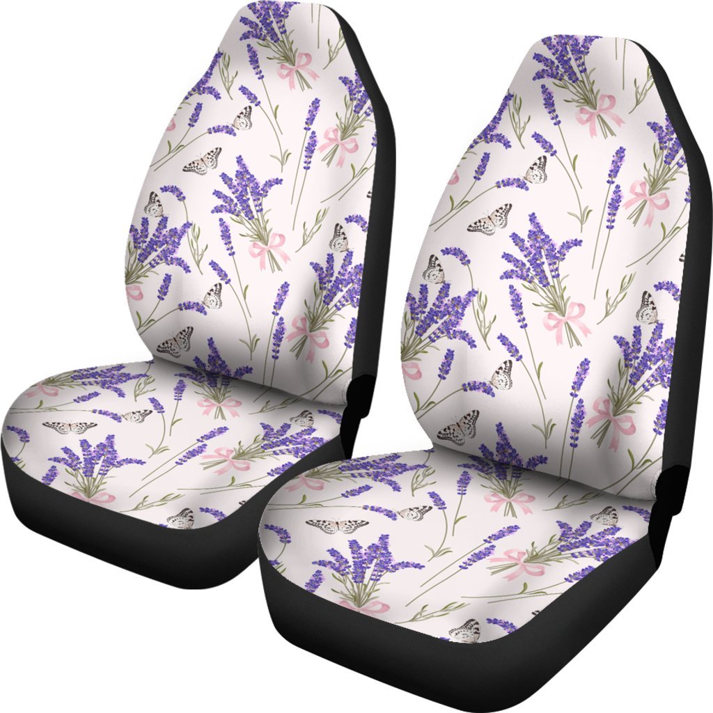 Lavender Floral Print Pattern Universal Fit Car Seat Covers-grizzshop