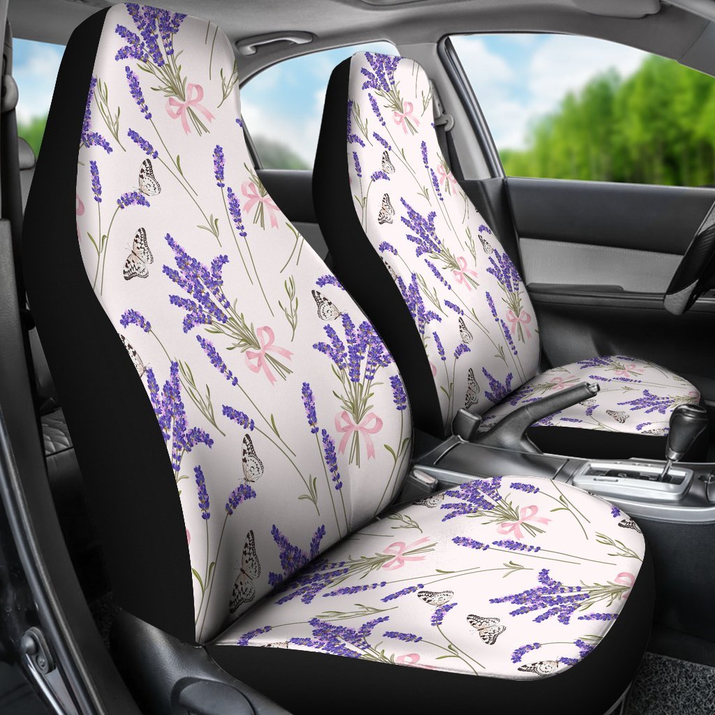 Lavender Floral Print Pattern Universal Fit Car Seat Covers-grizzshop