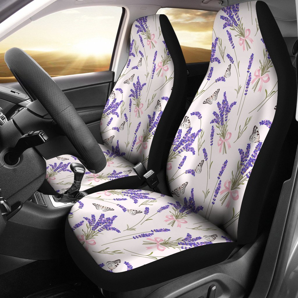 Lavender Floral Print Pattern Universal Fit Car Seat Covers-grizzshop