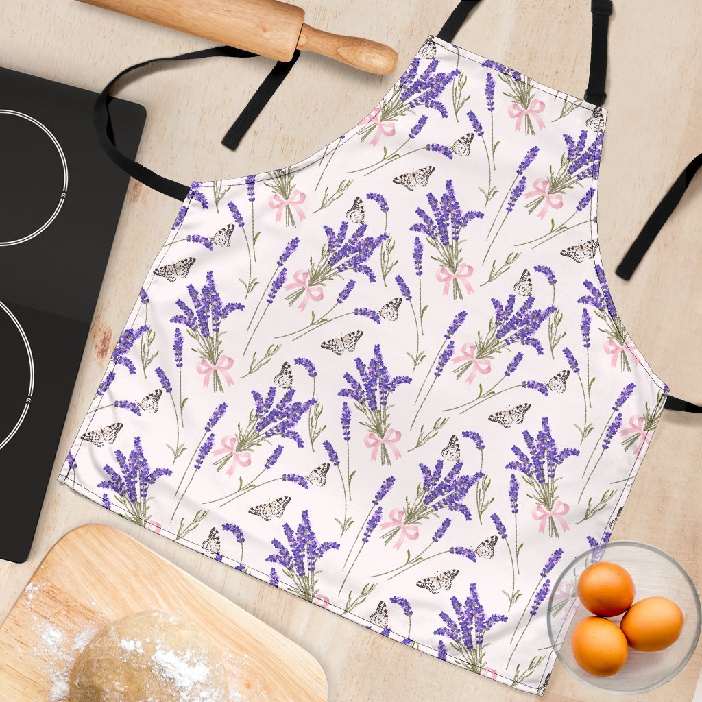 Lavender Floral Print Pattern Women's Apron-grizzshop