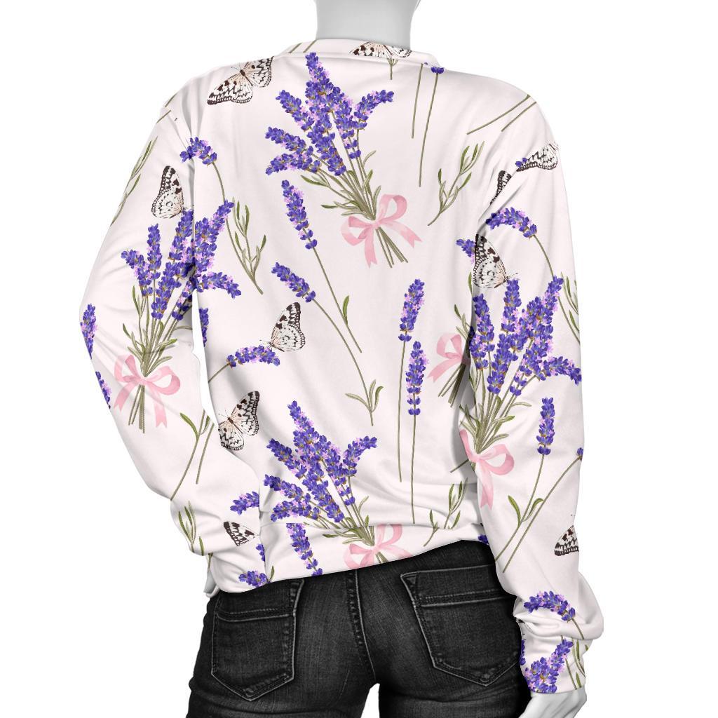 Lavender Floral Print Pattern Women's Sweatshirt-grizzshop