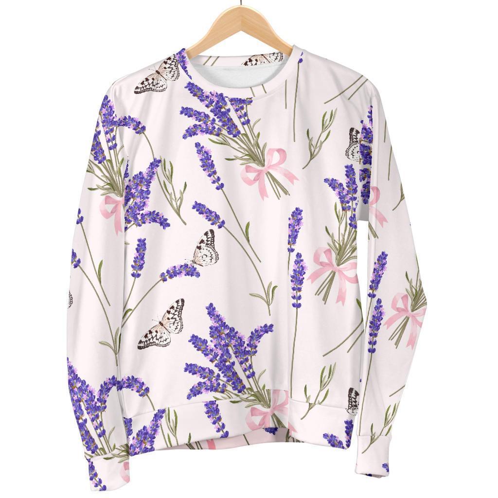 Lavender Floral Print Pattern Women's Sweatshirt-grizzshop