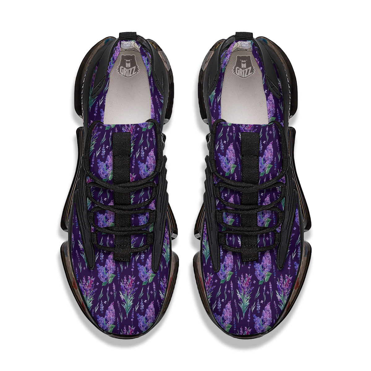 Lavender Purple Print Pattern Black Gym Shoes-grizzshop
