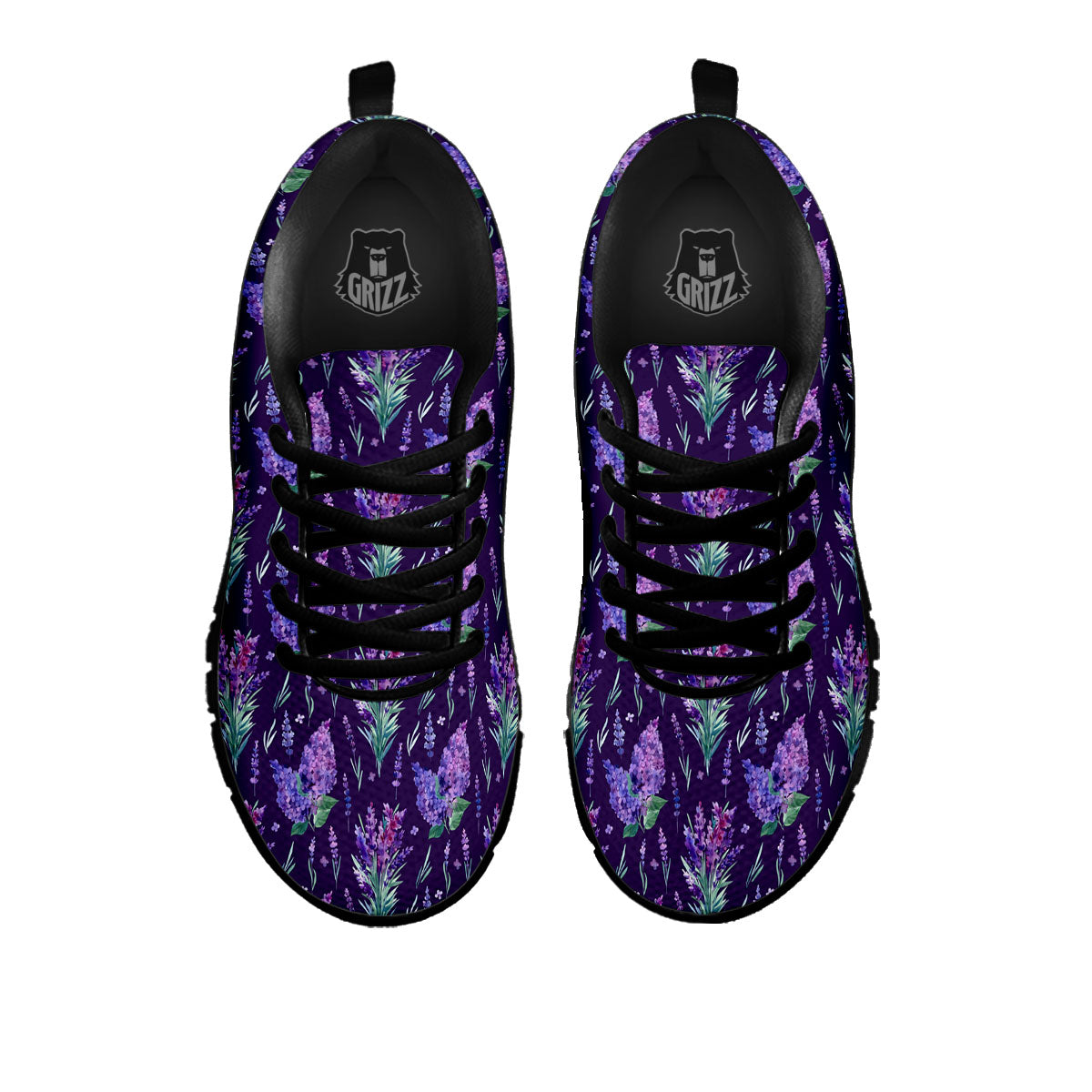 Lavender Purple Print Pattern Black Sneaker-grizzshop