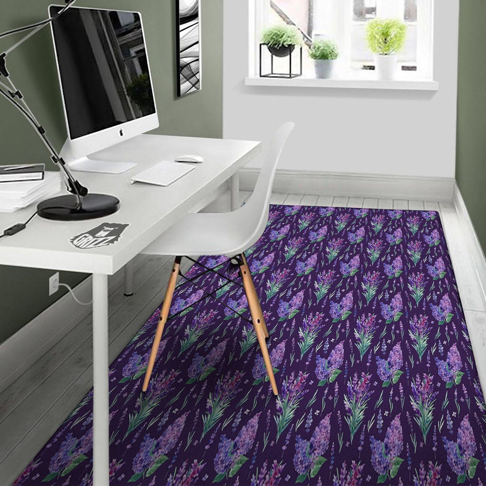Lavender Purple Print Pattern Floor Mat-grizzshop