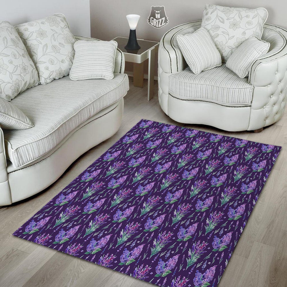 Lavender Purple Print Pattern Floor Mat-grizzshop