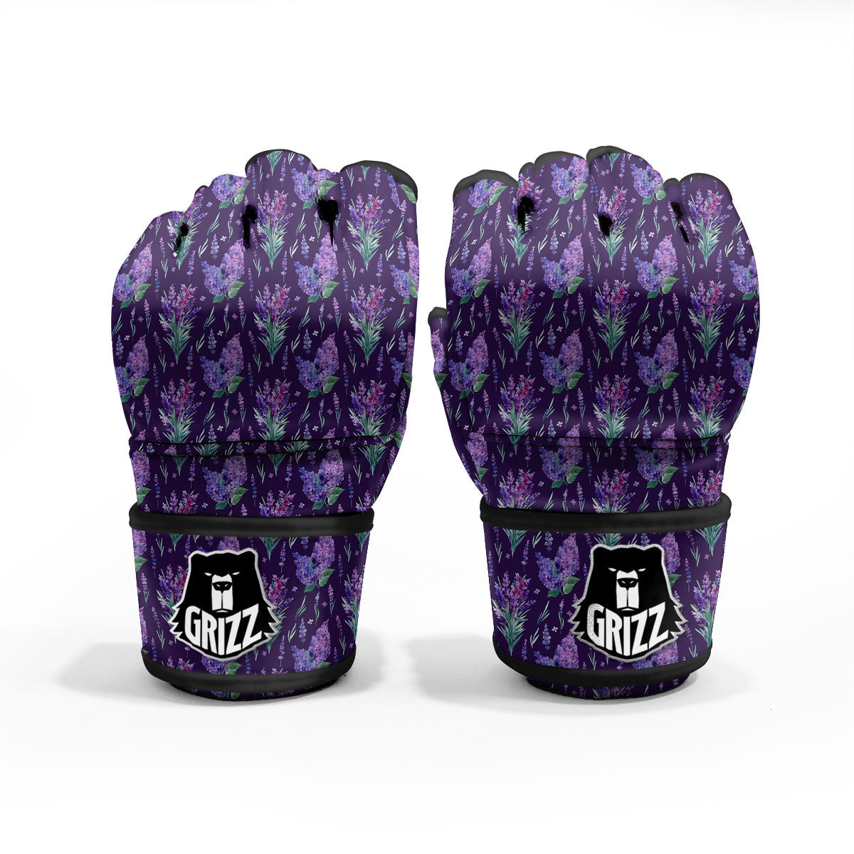 Lavender Purple Print Pattern MMA Gloves-grizzshop