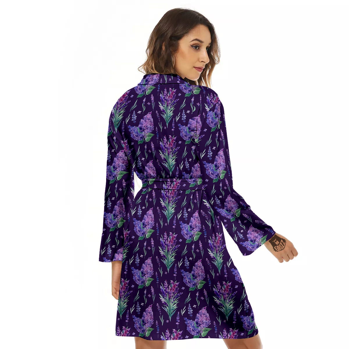 Lavender Purple Print Pattern Women's Robe-grizzshop