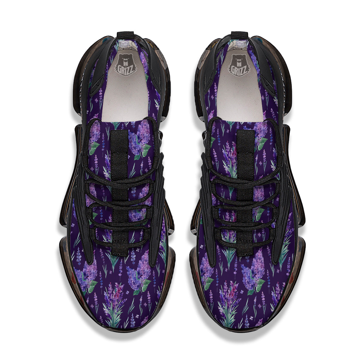 Lavender Watercolor Print Pattern Black Gym Shoes-grizzshop