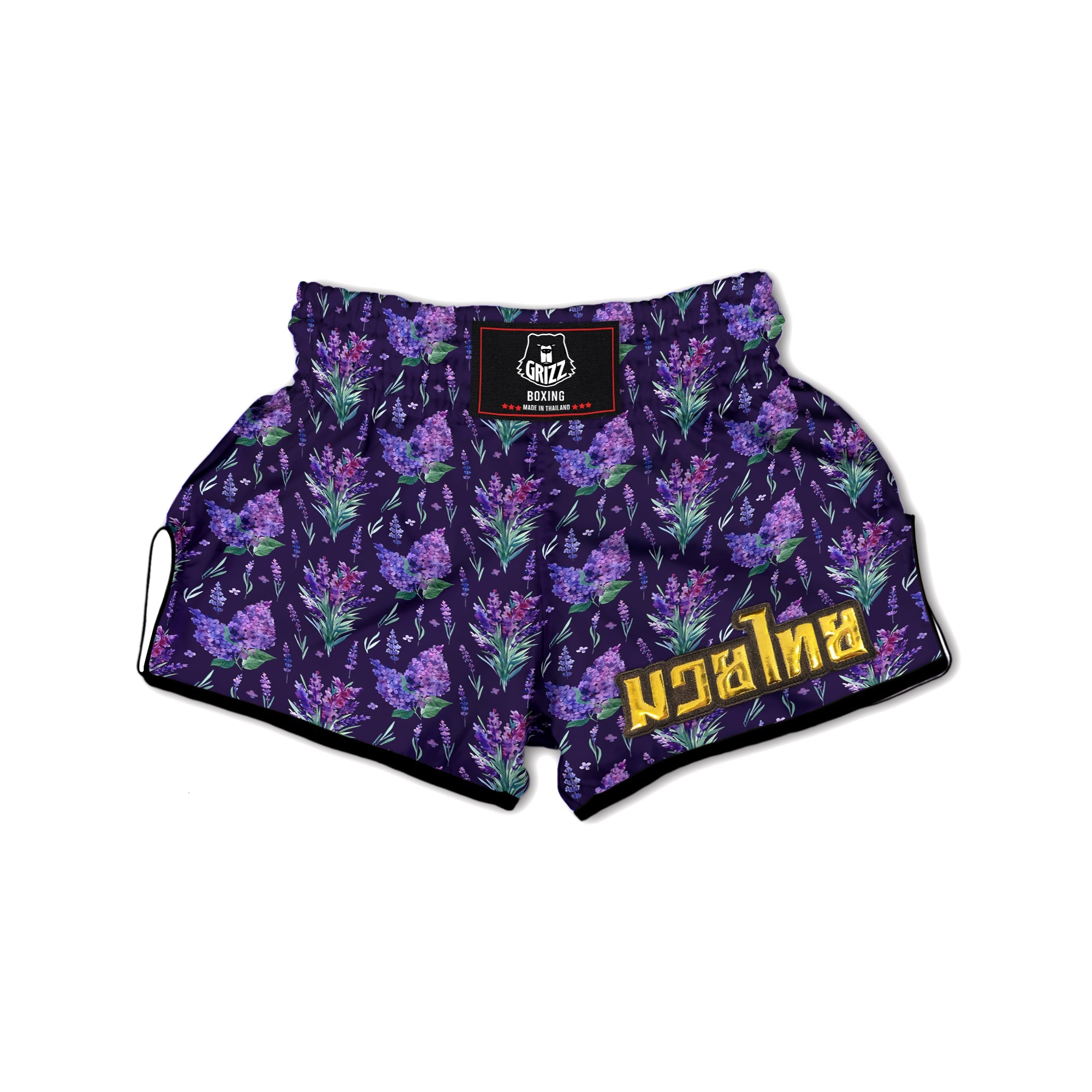 Lavender Watercolor Print Pattern Muay Thai Boxing Shorts-grizzshop