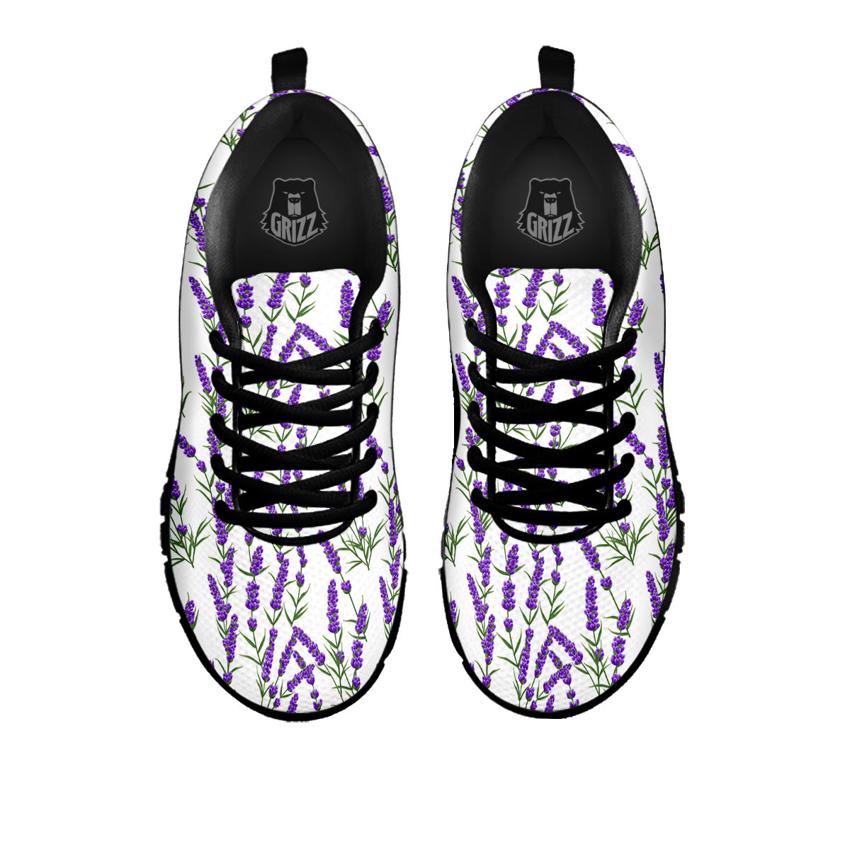 Lavender White And Purple Print Pattern Black Sneaker-grizzshop